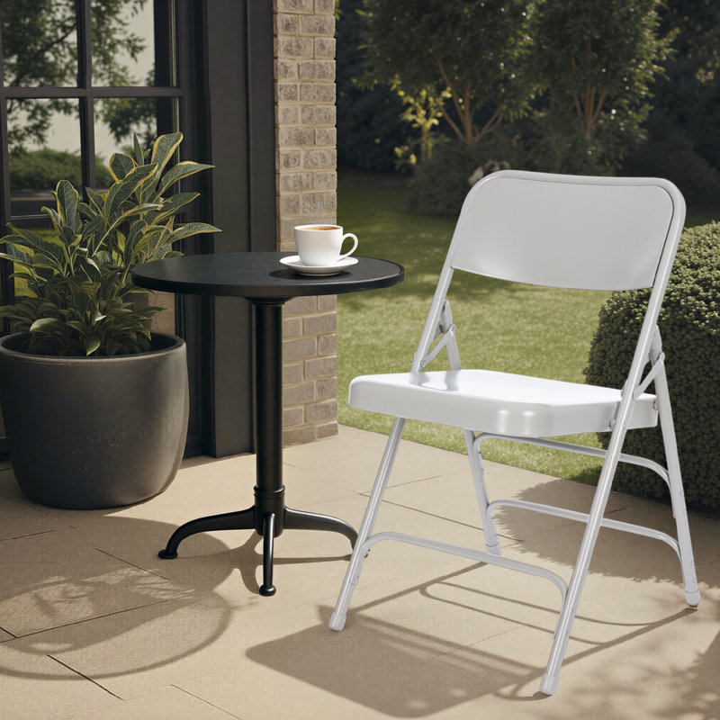 Bernadine Steel Stackable Folding Chair Folding Chair Set, Gray