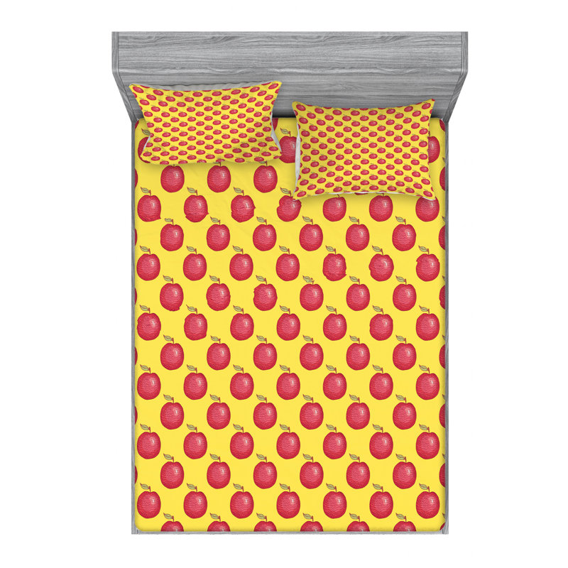 Ensemble de draps en microfibre Fruits, Ensemble de draps pour lit double + un drap-housse