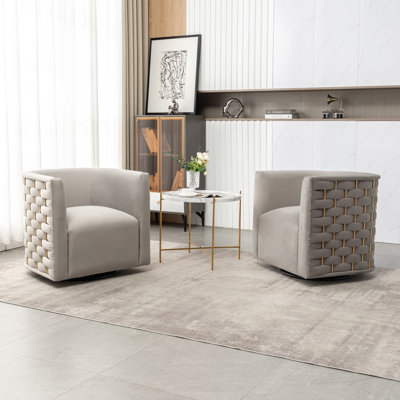 Occie Velvet Swivel Barrel Chair