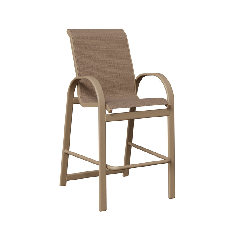 Chaise de bar Cazares, Chêne veiné de bois, Tweed taupe