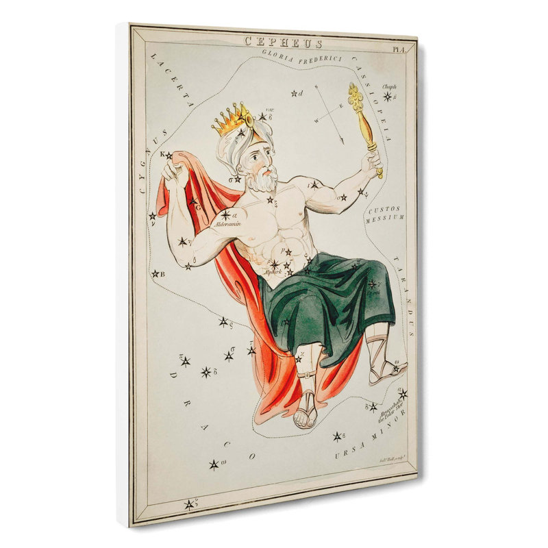 Astronomical Chart Of The Cepheus Constellation - Wrapped Canvas Painting, 76cm H x 50cm W x 3cm D