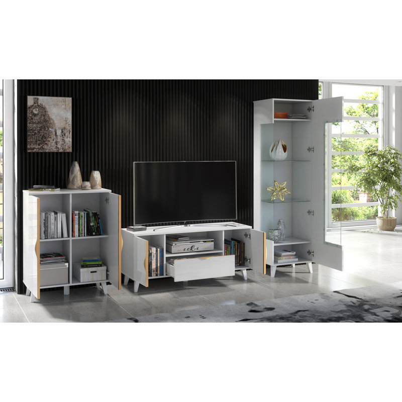 Azzurro Unfinished Entertainment Centre for TVs up to 55", White/Blue