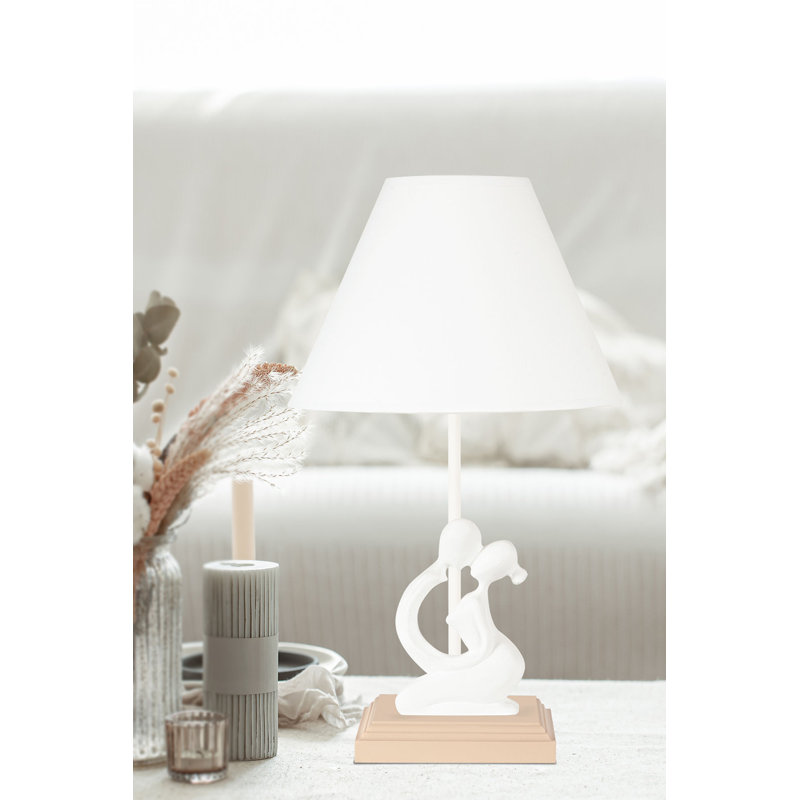 Lampe de table 16,5 po Barview, Blanc, Blanc / Beige