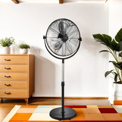 20 in. Black Pedestal Standing Fan, High Velocity