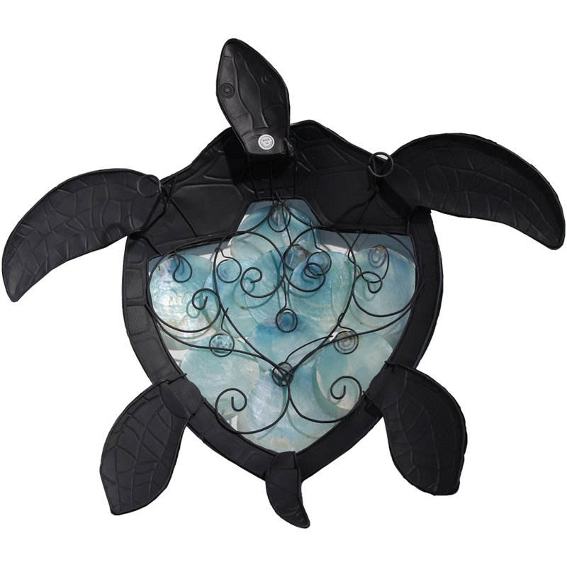 Metal & Capiz Seafoam Turtle Wall Art 20"x16"