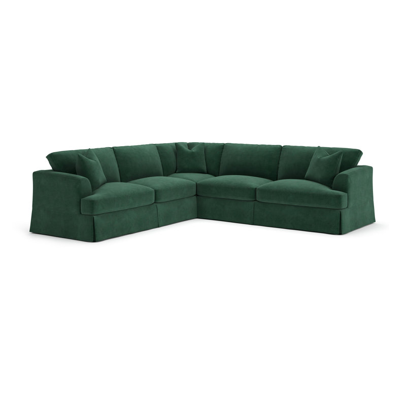 Lucia 4-Piece Slipcovered Sectional, Left Hand Facing, Bella Hunter Performance Velvet