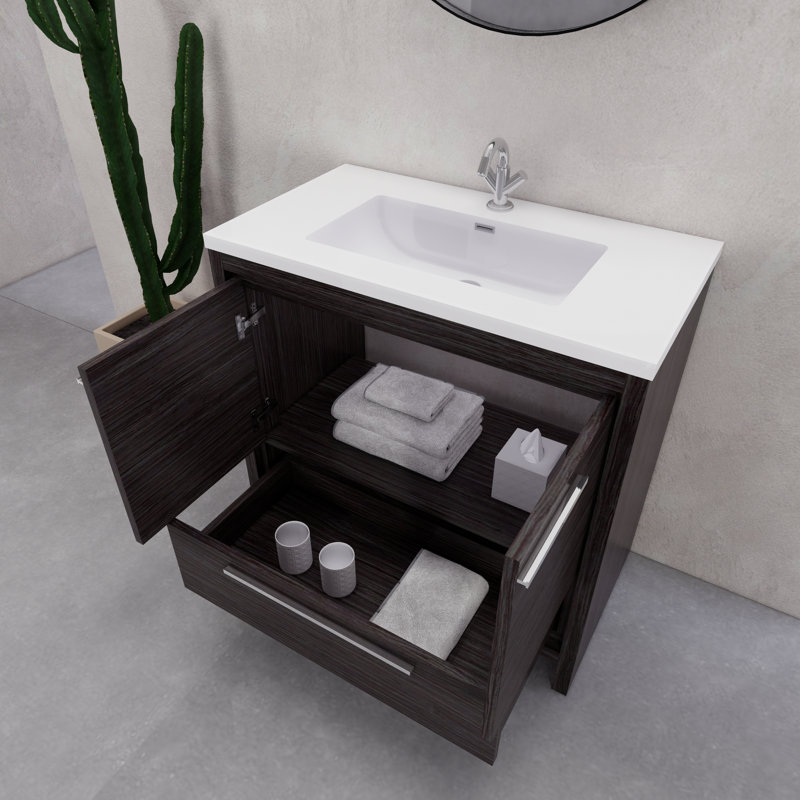 Ensemble de meuble-lavabo simple 35,5 ", Gris foncé