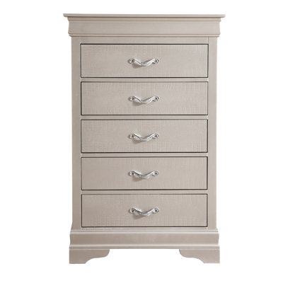 Armoire à champagne argentée G6500 de Glory Furniture - style traditionnel avec poignées de tiroir et faux cristaux décoratifs, panneau de particules entièrement assemblé 30,94 po X P 16,15 H 48,73 lb 76,58 lb