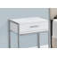Table de bout, table de bout, table de bout, table de chevet, tiroir de rangement, stratifié blanc, métal gris, contemporain, moderne