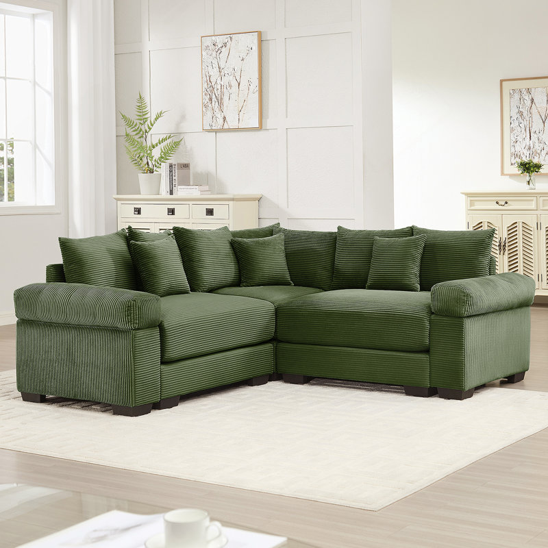Canapé modulaire surdimensionné surdimensionné avec conception convertible, assise profonde, accoudoirs très larges et 10 coussins décoratifs en velours côtelé
