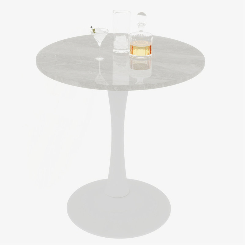 Table basse de 27,6 pouces de style Mid-Century moderne, pouvant accueillir de 2 à 4 personnes, dotée d'un plateau rond en marbre veiné de blanc, parfaite pour divers espaces.