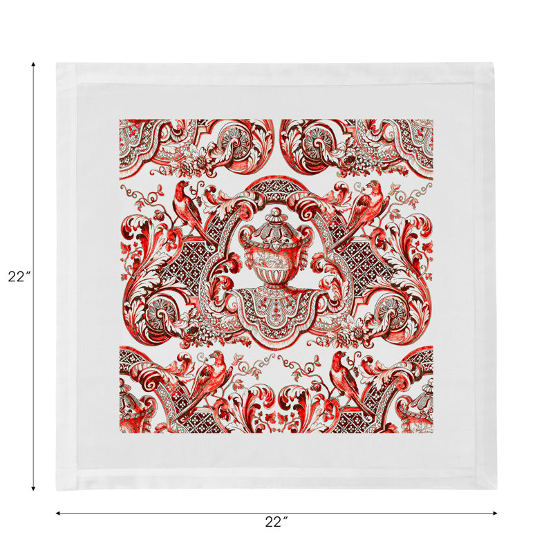Royal Delft William and Mary Hemstitch 22" Linen/Cotton Napkin, Red