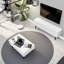 Élégant ensemble de meubles de salon, blanc | Meuble télé (54,3 x 19,7 x 11,6 po) et table basse (35,4 x 21,3 x 15,6 po) | Panneau de particules 100% mélaminé, fixation murale, tablettes multiples | Design moderne pour décors chics-776880193
