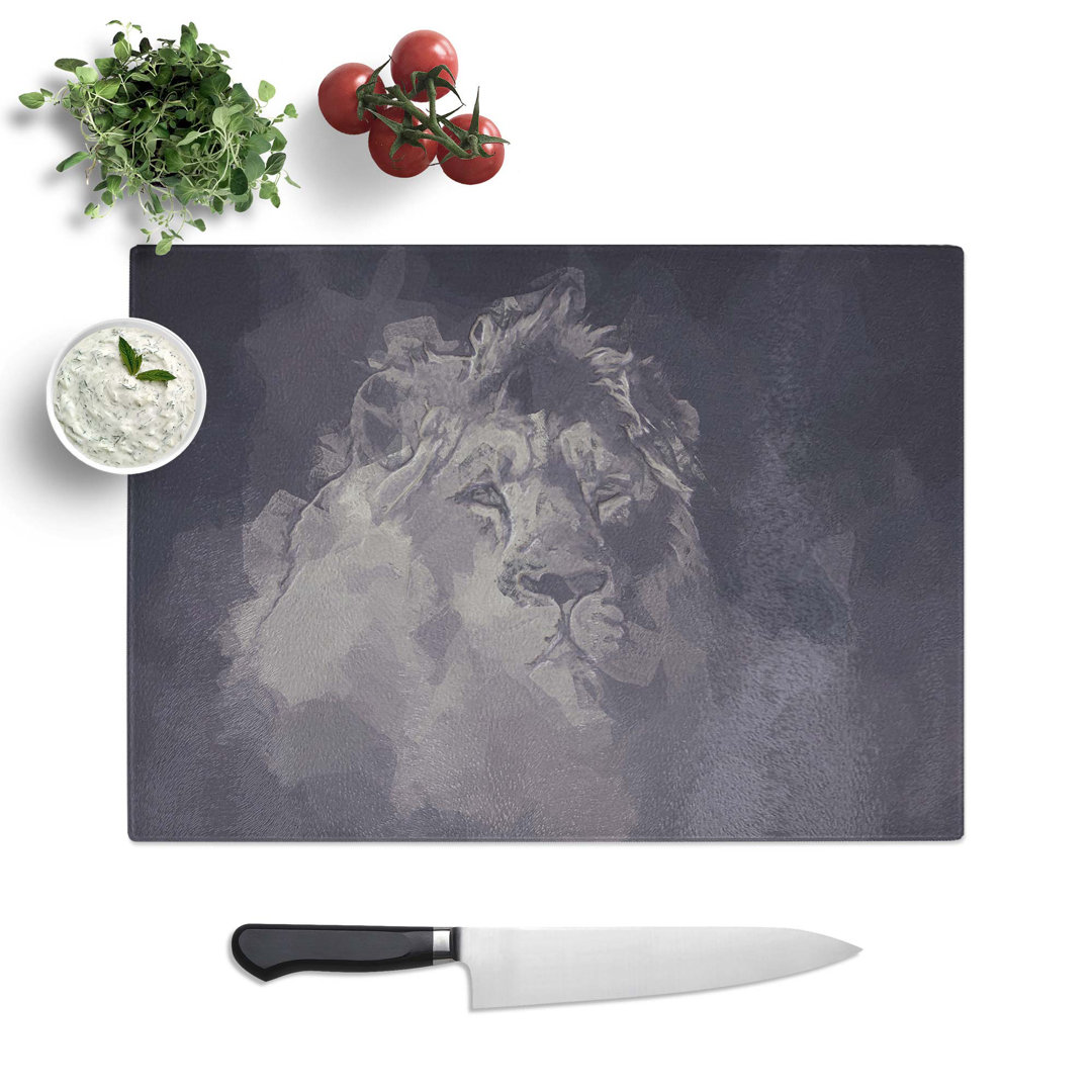 Glass Lion in The Mist in Abstract Chopping Board