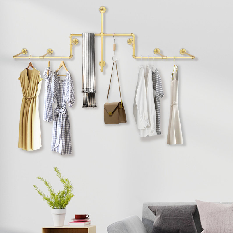 Anthoine 85.83'' Wall Mounted Clothes Rack