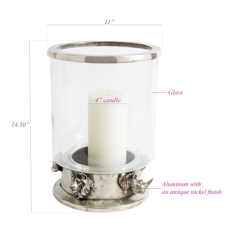 14.5'' H Aluminum, Glass Tabletop Hurricane