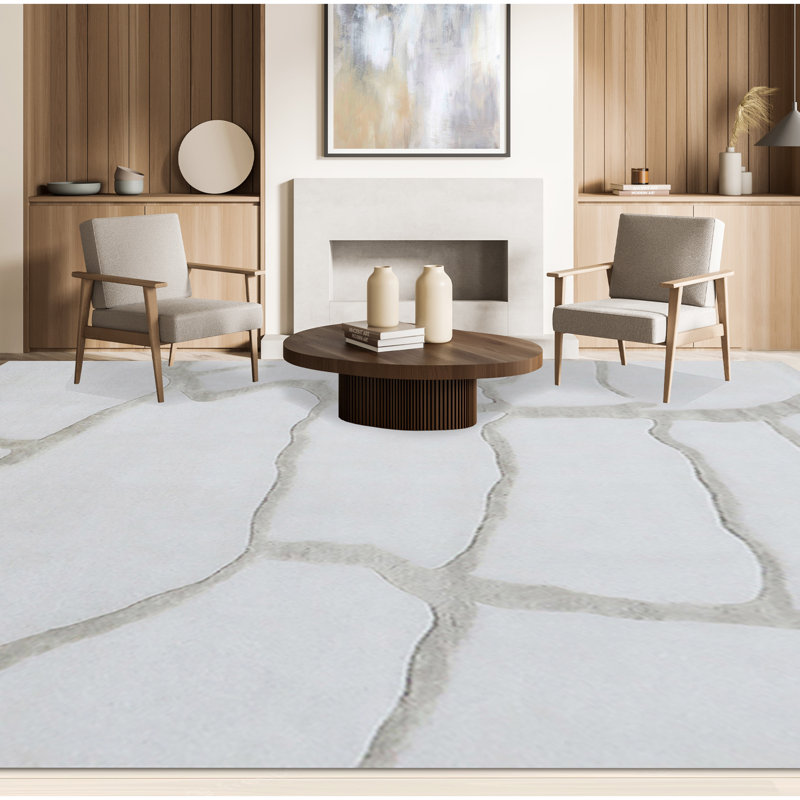 Linen Abstract Area Rug, Rectangle 6' x 9'