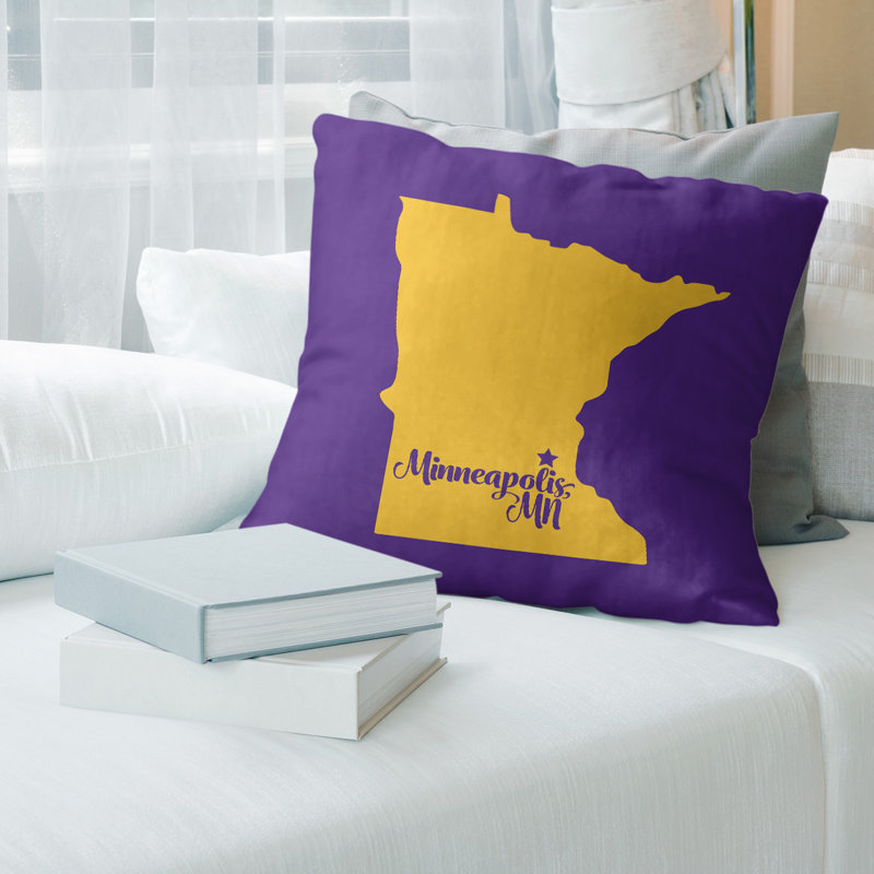 Housse de coussin en lin, Minneapolis, 20 po X 20 po, Mauve / doré