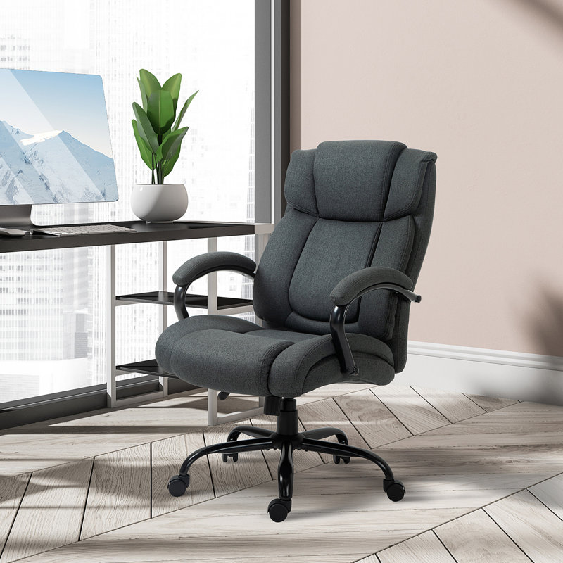 High Back Big And Tall Executive Office Chair 484Lbs With Wide Seat, Charcoal Gray