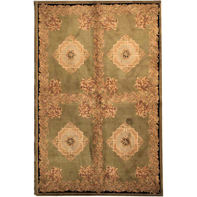 Hand-Knotted High-Quality Green Area Rug