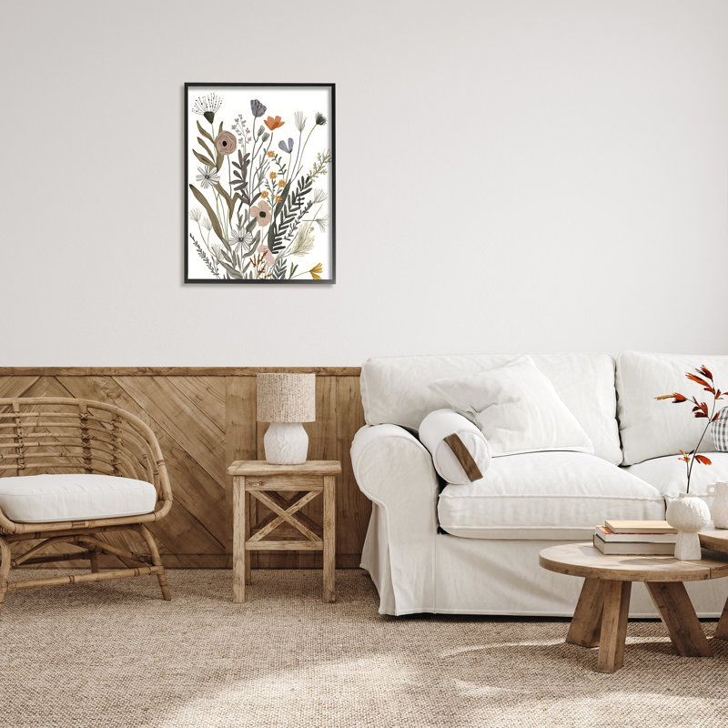 Bb-290-Feuilles de plantes modernes encadrées, H 30 po x l 24 po x P 1,5 po, Giclée encadrée noir minuit