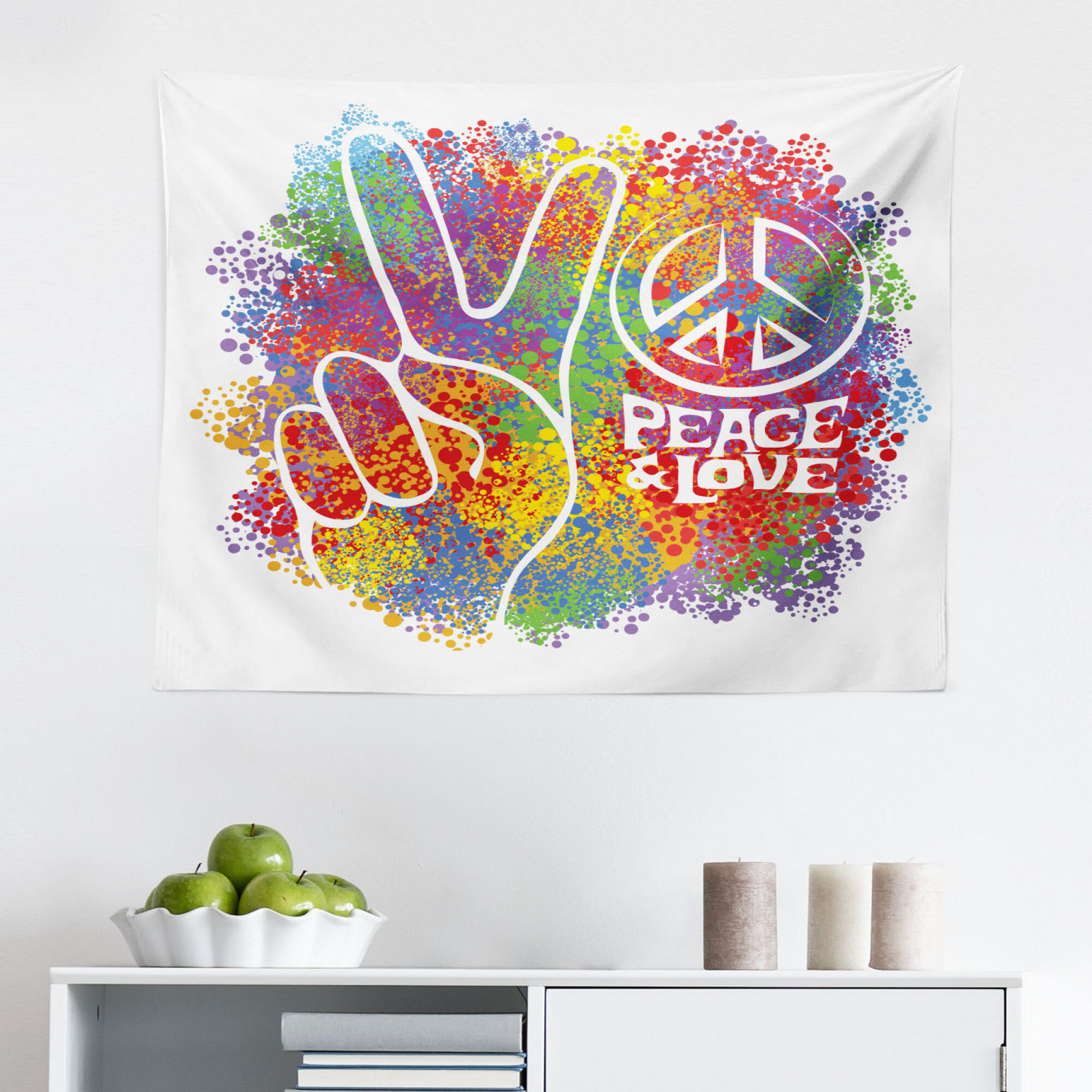 Peace Sign Floral Tie-Dye Small Tapestry