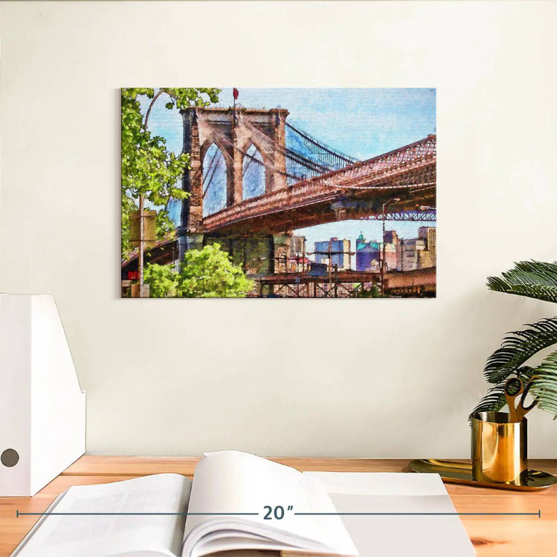 Rorry Brooklyn Bridge Calm Skyline, 8" H x 12" W