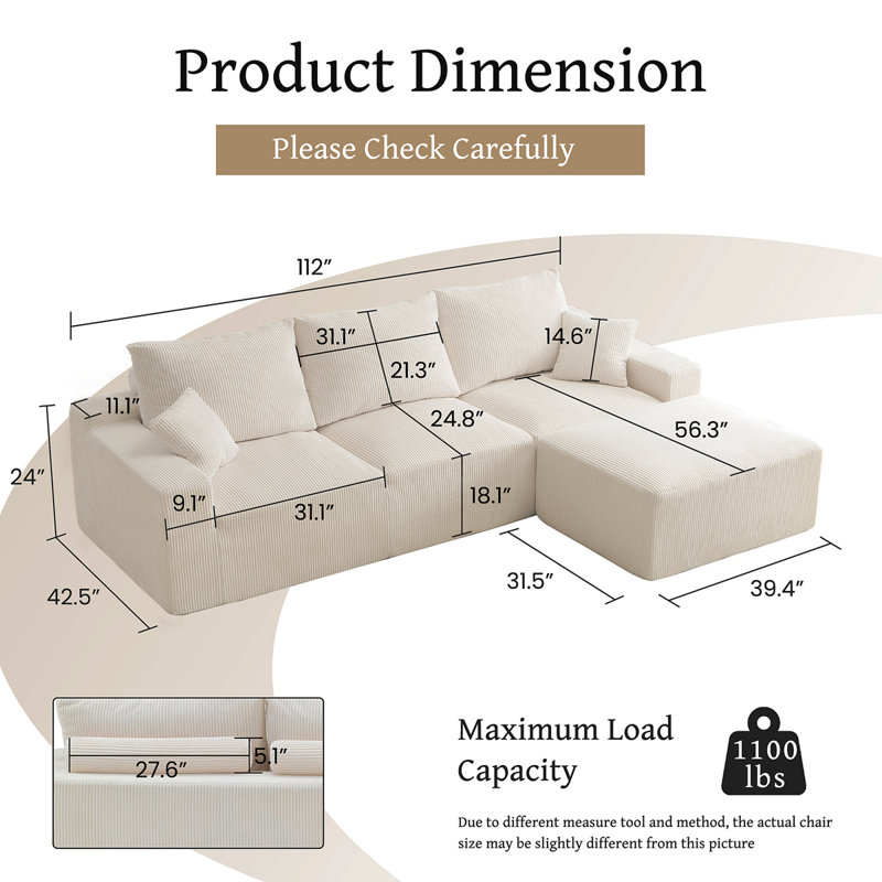 Canapé-repose-pieds beige, Beige