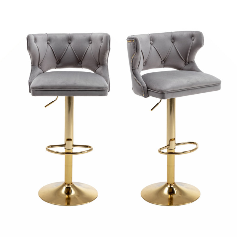 Tabouret pivotant à hauteur réglable Lounell, Gris