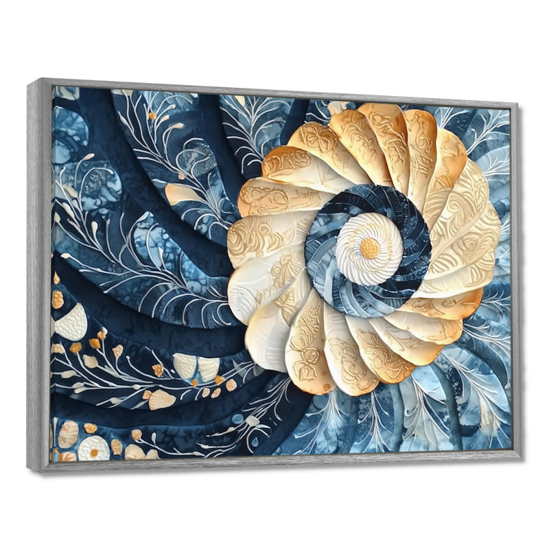 «Coastal Seashell Spiral Of The Ocean II», art abstrait de vagues modernes, H 12 po x l 20 po, Argent argent