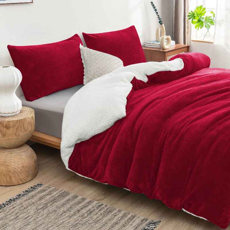 Joyan Extra Soft Sherpa Fleece Dual Sided Blanket, Burgundy, King