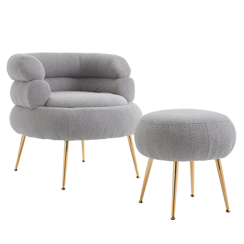 Fauteuil demi-tonneau avec repose-pieds Parkwoods, Mélange de polyester gris foncé