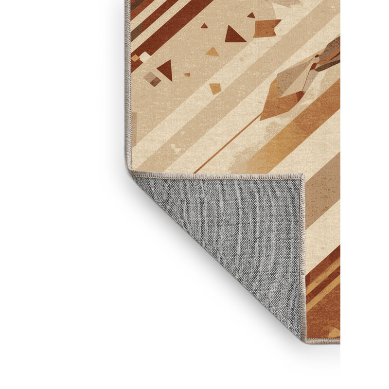 Tapis géométrique beige d'inspiration mondiale Pacen Mardi Gras Float, 3x5