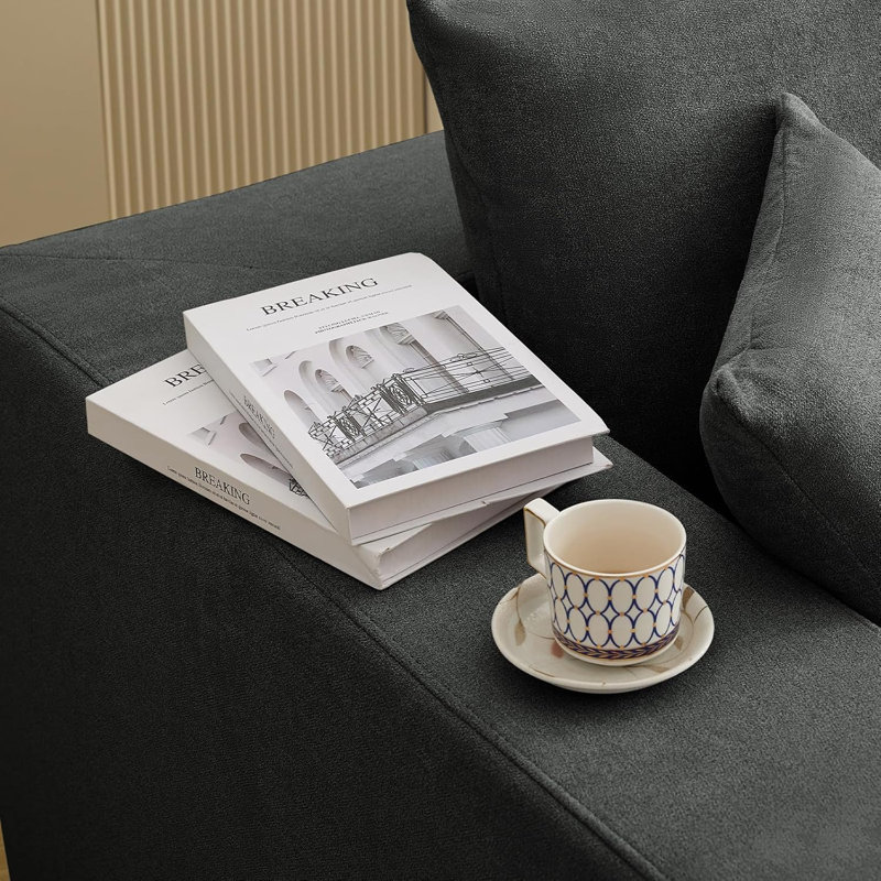 Canapé modulaire 108 po, canapé-lit modulaire moderne avec méridienne en L et canapé modulaire Cloud, Noir, noir, noir, noir