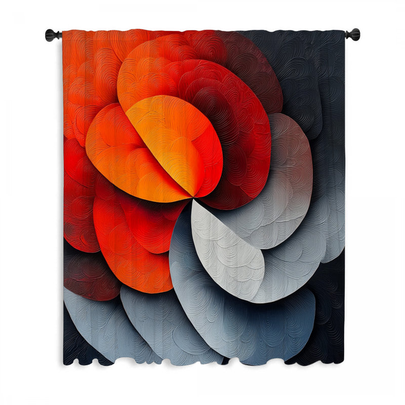 Rideaux de fenêtre à motif abstrait, blocs abstraits et voilages abstraits - 1 panneau, L 50 po x L 84 po