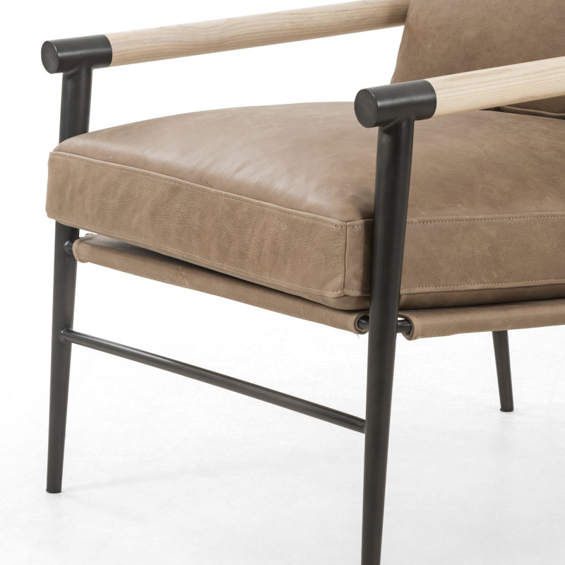Rowen Leather Armchair, Sheepskin Camel Sherpa