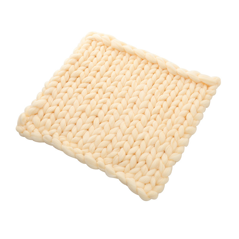 Oralia Chunky Knit Throw Blanket Handwoven Home Decor, Beige, W60 x L60cm