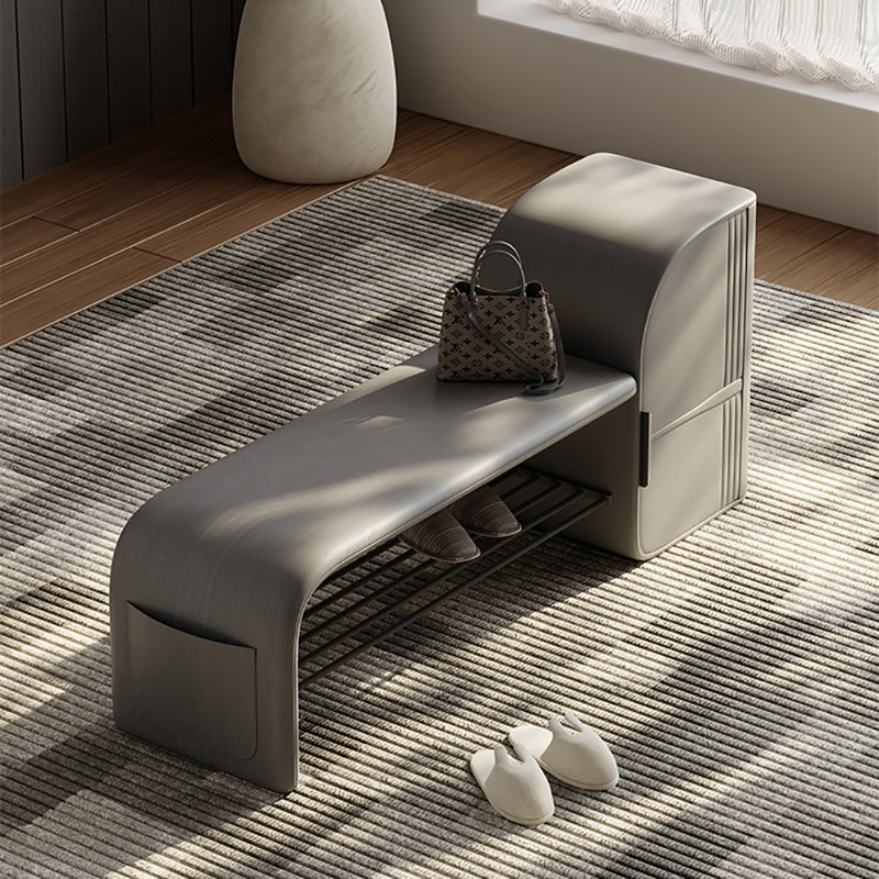 Tabouret avec rangement à chaussures 47,2 po, Gris