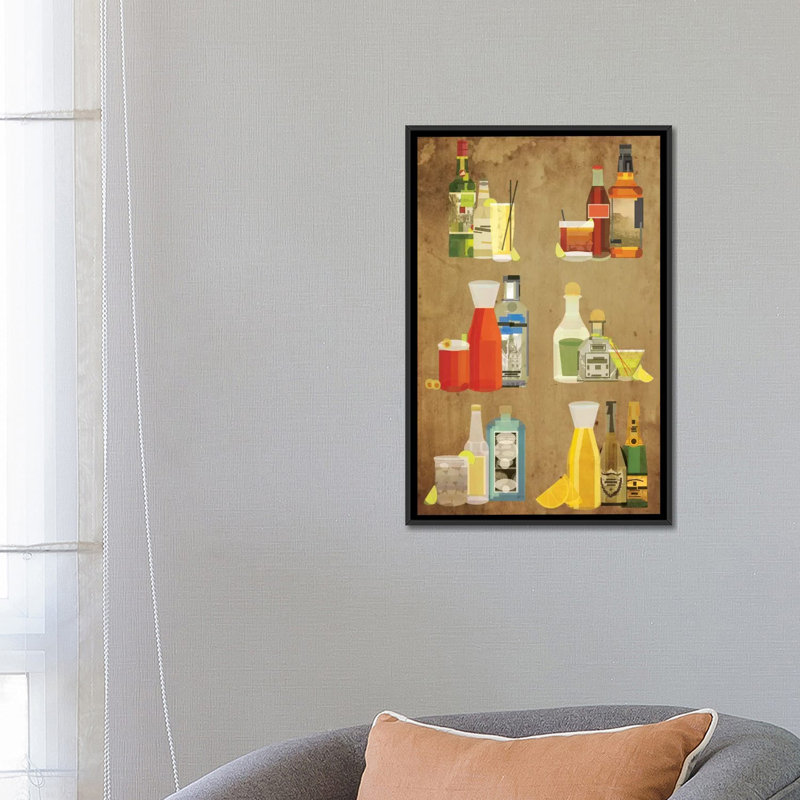 " Classic Cocktails " by 5by5collective, 26" H x 18" W x 1.5" D, Black Framed Canvas, No Mat