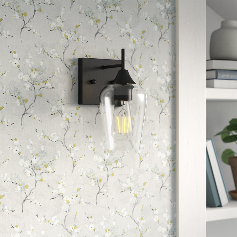 Faning 1 - Light Dimmable Armed Sconce Wall Light, Black, Transparent