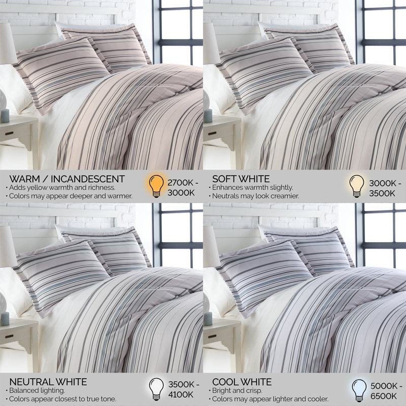Ensemble de housse de couette réversible en microfibre Coastal Stripes Collection, Bleu