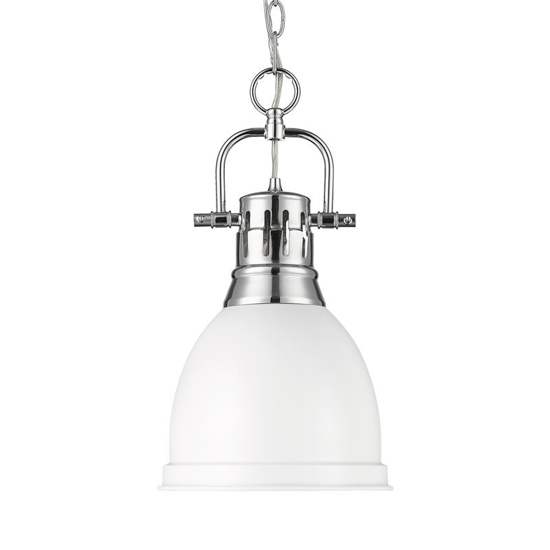 Cajoux 1-Light Pendant with Chain, Matte White, 8.875" H x 8.875" W, Chrome