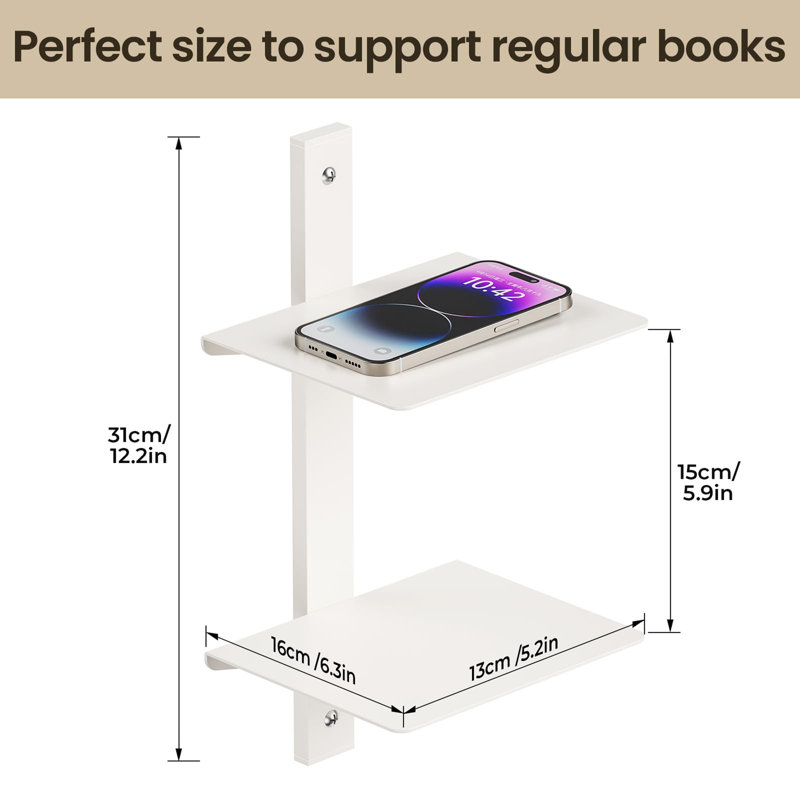 Floating Book Shelves for Wall, White