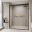 Porte de douche semi-sans cadre, porte coulissante en verre trempé pour la salle de bain-123272703