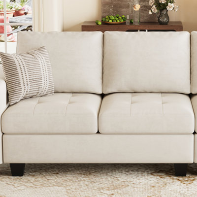 Fauteuil 2 places sans accoudoirs en velours Eyram, module modulaire pour canapé modulaire