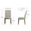 Ensemble de 2 chaises de salle à manger allongées grises avec garniture cloutée, chaises d'appoint traditionnelles sans accoudoirs et chaises à haut dossier, 39 po x 24 po-448307417