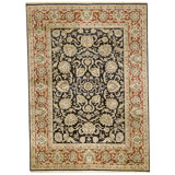 Hand Knotted Wool Area Rug in Black And Red