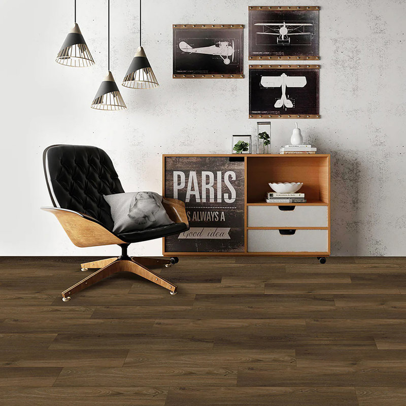 48"X7.17"*5mm Waterproof Rigid Core Luxury Vinyl Plank Flooring, Lava Lake