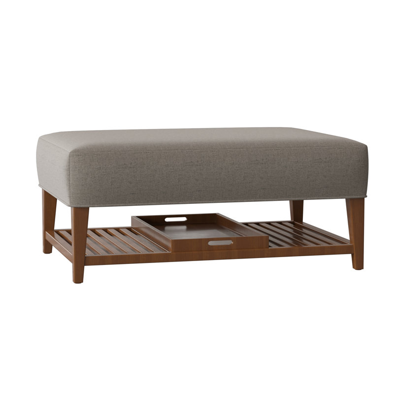 Carly Ottoman, Pecan, Craftwood 42 Gray Performance Chenille
