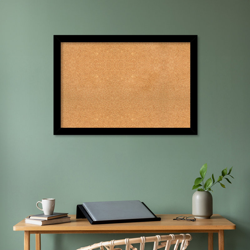 Petit tableau d'affichage mural en liège Basic, H 27 po x l 39 po x P 1 po, Noir